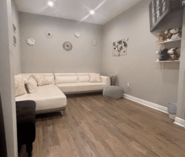 Relaxing ultrasound clinic interior for moms-to-be. Ultrasound clinic interior with comfortable seating