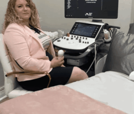 Pregnancy Ultrasound by Stormy | Peeping Moms Ultrasound Boutique Stormy performing 3D ultrasound scan in clinic