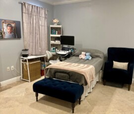 Comfortable ultrasound experience ultrasound room at Peeping Moms Ultrasound Boutique