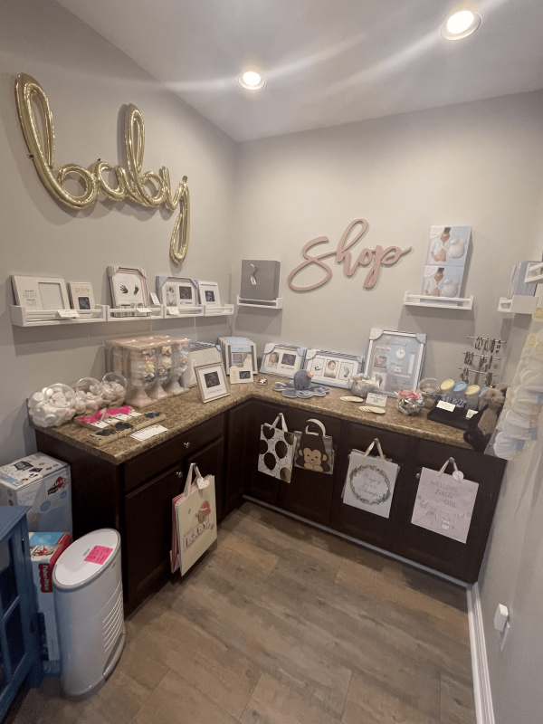 Boutique area with pregnancy related items